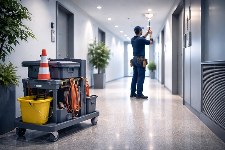 Hausmeisterservice, Arbeiter im Service-Einsatz